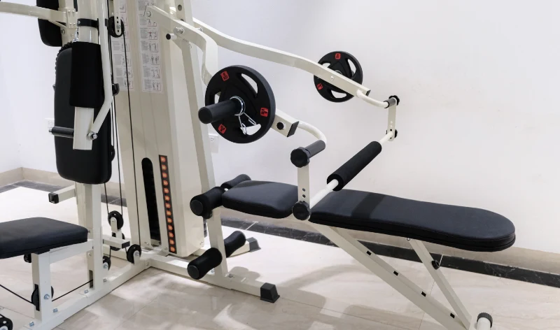 Giàn tạ đa năng HQ-909S 8 Bộ phận đẩy vai của giàn tạ đa năng có thể lắp thêm bánh tạ và ghế tập điều chỉnh dốc lên