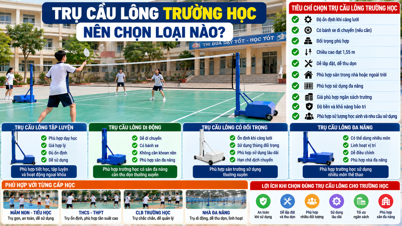 Trụ Cầu Lông Trường Học Nên Chọn Loại Nào? 